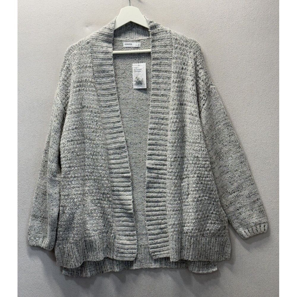 Sonoma Women's Sz‎ M Gray The SuperSoft Open Front Cardigan Sweater